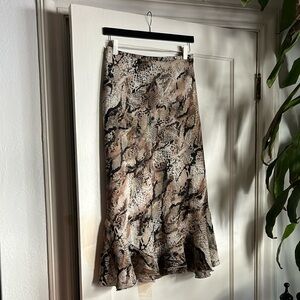 Vintage Ruffle Snake Print Skirt